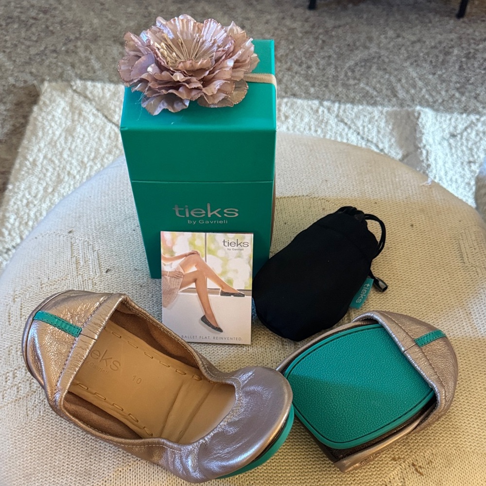 Tieks Metallic Rose flats